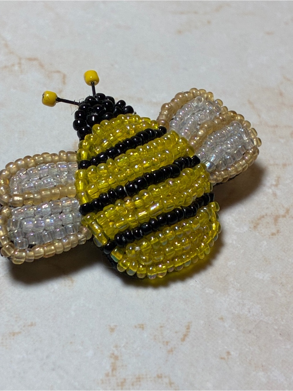 Beaded Bumblebee Pin Brooch - Yellow & Black